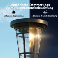 Outsunny Solar Laterne 2er-Set Stehleuchte 180cm Höhenverstellbar mit 2 Helligkeitsmodi Lichtsensor Schalter, IP44(m-4)