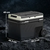 Outsunny 40L Compressor Car Fridge Freezer, Dual Zone Camping Refrigerator with App Control, Telescopic Handle, -20℃-20℃(m-3)
