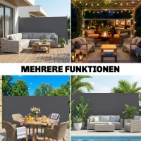 Outsunny Uittrekbare zijmarkies, privacybescherming voor buiten, waterafstotend, UV 50+, 420 x 185 cm, Donkergrijs(m-7)