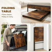 HOMCOM Compact Folding Desk for Small Spaces with Storage Shelf for Home Office, Rustic Brown(m-4)