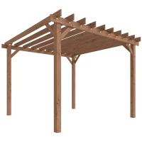 Outsunny 3 x 3 m Wooden Pergola Kit, Garden Pergola Gazebo Grape Trellis with Triangle Supports, Maple Wood-effect(m-11)