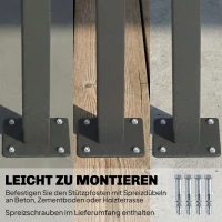 Outsunny Uittrekbare zijmarkies, privacybescherming voor buiten, waterafstotend, UV 50+, 420 x 185 cm, Donkergrijs(m-6)