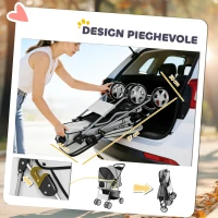 PawHut Passeggino per Cani Pieghevole con Copertura Antipioggia, Ruote Girevoli e Cuscino Lavabile, Grigio(m-5)