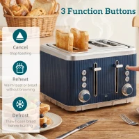 HOMCOM Electric Stainless Steel Kettle and Toaster Set, 3000W 1.7L UK Strix Thermostat Dark Blue(m-8)