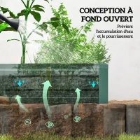 Outsunny Carré potager rectangulaire, lit de jardin surélevé en acier galvanisé, fond ouvert, 240 x 60 x 30 cm, vert(m-6)