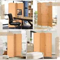 HOMCOM Paravent intérieur en bois 3 panneaux séparateur de pièce pliable pour salon chambre 135 x 180 cm brun clair(m-7)