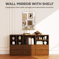 HOMCOM Wall Mirror with Wood Shelf - Black(m-4)