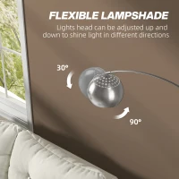 HOMCOM Arc Floor Lamp for Living Room, Modern Adjustable Standing Lamp with Faux Black Marble Base Silver Tone(m-5)