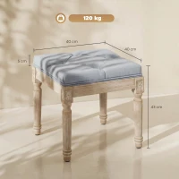 HOMCOM Vintage Foot Stool, Tufted Square Footrest with Wood Legs, Light Grey(m-3)