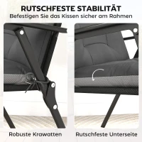 Outsunny 4er Set Sitzkissen wasserabweisend rutschfest Stuhlkissen mit Bändern, Indoor Outdoor 111,5 x 53 x 8 cm Dunkelgrau(m-6)