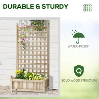 Outsunny Garden Planters with Trellis for Climbing Vines, Wood Raised Beds for Garden, Flower Pot, Indoor Outdoor, Natural(m-6)