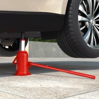 HOMCOM Cric bouteille hydraulique 12 T, cric hydraulique à bouteille gamme de levage 19-37 cm longue poignée et selle, rouge(m-10)