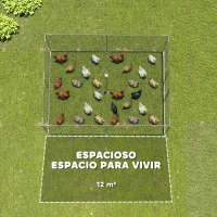 PawHut Gallinero para Exterior Grande 4x3x1,97 m 12 m² Gallinero de Acero Galvanizado con Puerta con Doble Cierre Plata(m-4)