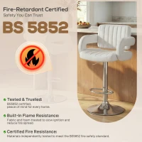 HOMCOM Bar Stools Adjustable Swivel Kitchen Chairs with Backrest Armrest Set of 2 PU Leather White(m-9)