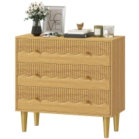 HOMCOM Dresser for Bedroom 3 Drawer Chest of Drawers with Steel Frame for Living Room in Oak(m-11)