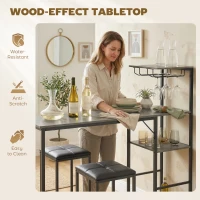 HOMCOM 3 Piece Breakfast Bar Table and Stools Set, Washed Grey(m-7)