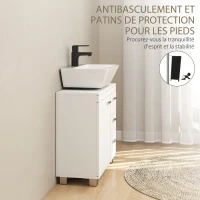 HOMCOM Meuble sous lavabo, meuble de salle de bain avec 3 tiroirs et porte à fermeture amortie, 70 x 30 x 64 cm, blanc(m-7)