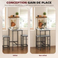 HOMCOM Ensemble table de bar avec 2 tabourets, cadre en acier pour cuisine, salle à manger et salon, gris(m-5)