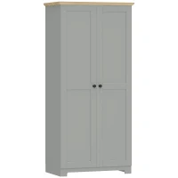 HOMCOM Kitchen Cupboard, 172cm Freestanding Storage Cabinet with Doors and Shelves, Grey(m-11)