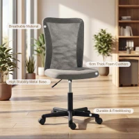 Vinsetto Computer Desk Chair, Mesh Office Chair with Adjustable Height and Swivel Wheels, Armless Study Chair, Grey(m-4)