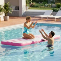 SPORTNOW Tapis Gonflable de Gymnastique, 3,05 m avec Pompe Électrique et Sac(m-5)