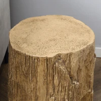 HOMCOM Tree Stump End Table, Round Concrete Side Table for Indoor and Outdoor Use, Natural Wood Effect(m-8)