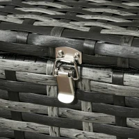 Outsunny Set da Esterno 6 Pezzi con 2 Tavolini Contenitore, 2 Divani e 2 Poltrone, in Rattan e Acciaio, Grigio(m-7)