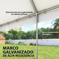 Outsunny Carpa para Fiestas 4x6 m Carpa de Jardín con Paredes Extraíbles 2 Puertas y Ventanas UPF30+ para Boda Gris y Blanco(m-5)