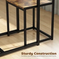 HOMCOM 3 Piece Table Stool Set - Rustic Brown(m-5)