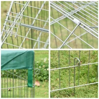 PawHut Small Animal Fence Pet Cage Galvanized Metal Frame 4 Ground Stakes Included 220 x 103 x 103 cm Silver & Green(m-8)