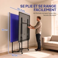 SPORTNOW Table de tennis de table ping-pong pliable compacte 4 roulettes pour intérieur 274L x 152,5l x 75,5H cm(m-5)