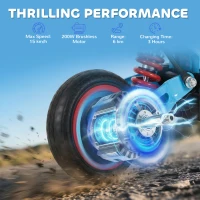 AIYAPLAY Foldable Kids Electric Scooter with LCD Display, Dual Shock Absorption, Up to 15 KM/H, Max Range 6 KM for Age 6-14, Blue(m-5)