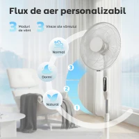 HOMCOM Ventilator pe Suport cu Telecomandă, Ventilator Vertical, Alb(m-5)