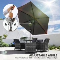 Outsunny 2.6 m Garden Parasol Umbrella with Aluminium Pole, Outdoor Patio Umbrella with Tilt and Crank, Vent, Black(m-5)