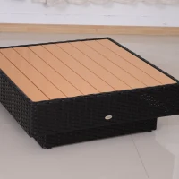 Outsunny 5-Seater Rattan Garden Furniture Outdoor Sectional Corner Sofa with Armrest and Cushions, Black(m-10)