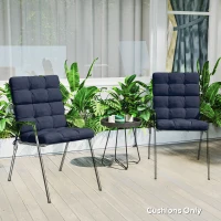 Outsunny 2-Piece Seat Cushion Replacement with Backrest, Garden Patio Chair Cushions Set with Ties, Dark Blue(m-7)