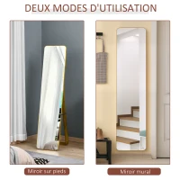 HOMCOM Large rectangular full-length mirror, 37 x 160 cm - freestanding or wall-mounted mirror - for bedroom, living room and dressing room, light walnut(m-5)