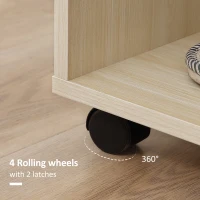 HOMCOM Open Wardrobe on Wheels, Bedroom Wardrobe with Clothes Hanging Rail, 3 Storage Shelves, Mobile Garment Rack for Cloakroom, Hallway, Maple Wood-Effect(m-5)