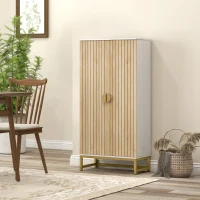 HOMCOM Armoire de cuisine meuble cuisine rangement avec 12 étagères à portes, étagères ajustables, 58x29x119,5cm, blanc(m-11)