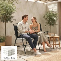 Outsunny Set of 6 Outdoor Seat Cushions with Machine Washable Cover, Water Repellent Seat Cushions Cream White(m-9)