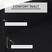 HOMCOM Canapea extensibilă cu 2 locuri și spațiu de depozitare pentru living și dormitor, din policoton și spumă, gri(m-6)