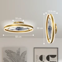 HOMCOM Ceiling Fan with Light and Remote, LED Mount Ceiling Fan with 3 Colour Temperatures, 6 Speed, 50 cm, Gold Tone(m-3)