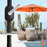 Outsunny 2.6 m Garden Parasol Umbrella with Aluminium Pole, Outdoor Patio Umbrella with Tilt and Crank, Vent, Orange(m-7)