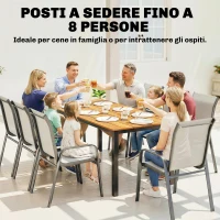Outsunny Tavolo da Giardino Rettangolare per 6-8 Persone, Dimensioni 180 x 86 cm(m-4)
