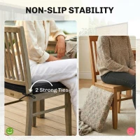 Outsunny Outdoor Chair Seat Cushions Set of 2, Garden Chair Cushions with 7cm Thick Foam & Ties, Black(m-7)