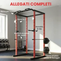 SPORTNOW Power Cage, Rack Regolabile con Capacità di 460KG(m-6)