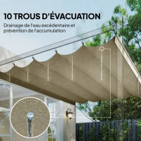 Outsunny Toile de toit pour pergola tonnelle rétractable de 4 x 3 m - toile uniquement 350 x 260 cm beige(m-6)