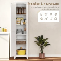 HOMCOM Armoire de Rangement buffet cuisine avec 2 étagères réglables- Hauteur 170 cm en Bois Blanc(m-4)