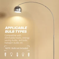 HOMCOM Arc Floor Lamp for Living Room, Modern Adjustable Standing Lamp with Faux Black Marble Base Silver Tone(m-8)