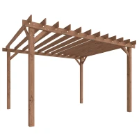 Outsunny 3.6 x 3 m Wooden Pergola Kit, Garden Pergola Gazebo Grape Trellis with Triangle Supports, Maple Wood-effect(m-11)
